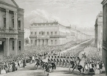 Procession funéraire de Wellington passant devant le Senior United Service Club, Pall Mall