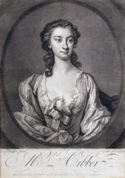 Portrait de Mme Cibber (1714-66), actrice et chanteuse, gravé par John Faber, 1746