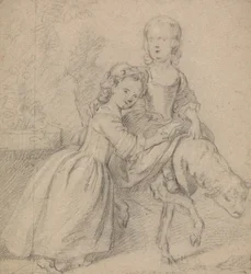 Deux filles dans un paysage, l