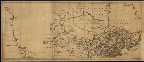 Une carte du Canada et de la partie nord de la Louisiane avec les pays adjacents. LOC 73695758