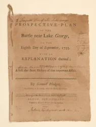 Plan projectif de la bataille près du lac George. Texte (partie B) par Samuel Blodgett