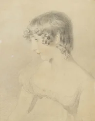 Portrait en buste de Susan Bloxam, tourné de profil à gauche, 1818