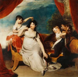 Portrait de groupe de Mme Henry Baring et de deux de ses enfants et d