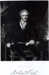 Portrait de Sir Robert Peel (1788-1850), gravé par H. Robinson