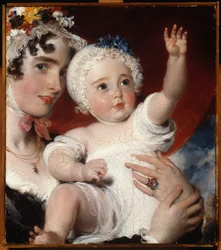 Priscilla, Lady Burghesh, tenant son fils, l