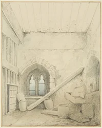 Arches, colonnes et fenêtres dans les locaux de Mereweather entre Nicholas Street et Corn Street