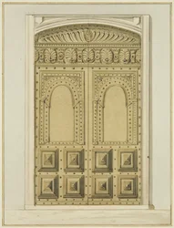 Porte intérieure sculptée près de l