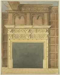 Cheminée et lambris, datés de 1632, dans une maison du côté nord de St Nicholas Street