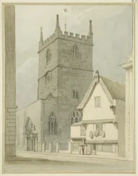 Église Saint-Pierre et le presbytère dans la rue Saint-Pierre