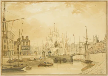 Vue du pont-levis (pont St Augustine) et d