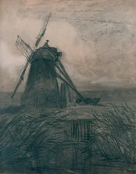 Un moulin dans la marais, vers 1840