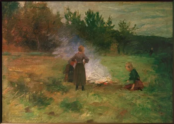 Fille au feu de camp