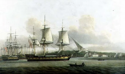 Le "Leda" en deux positions au large de Greenwich
