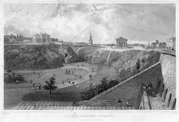 Cimetière Saint-James, Liverpool, vue vers le nord, 19e siècle