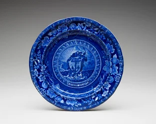 Assiette, c. 1826-1835 (terre cuite émaillée au plomb avec impression par transfert)