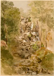 Paysage avec cascade