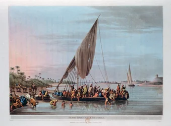 Bateau ferry près de Nedssili, Égypte, 1801
