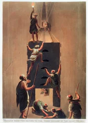Passage de la deuxième à la troisième galerie dans la Grande Pyramide, Gizeh, Égypte, 1802