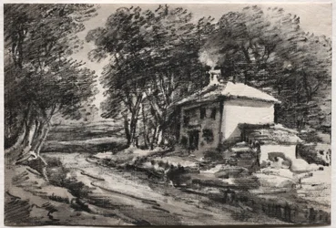 Paysage avec cottage recto, vers 1820