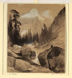 Dessin, le dôme nord, Yosemite, Californie, 1872