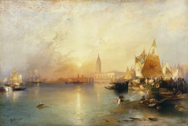 Coucher de soleil, Venise; Santa Maria et le Palais des Doges
