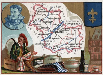 Loir-et-Cher, Centre, France. Liquisse, gants et laine. Série sur les départements français. , c.1920 (chromo)