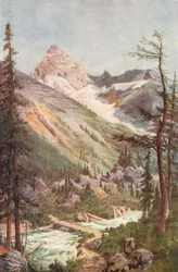 Illecillewaet en dessous de Sir Donald (lithographie couleur)