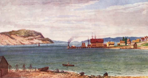 Port Hawkesbury, sur le détroit de Canso, Cap-Breton (lithographie couleur)