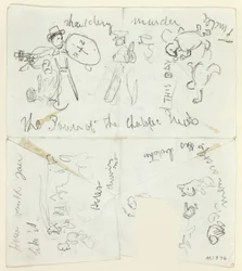 Feuille de croquis : Le pouvoir des prêtres catholiques (recto) ; Feuille de croquis (verso)