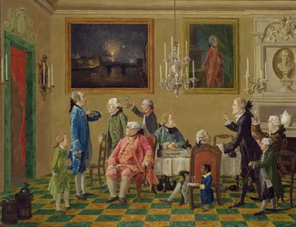 Gentilshommes britanniques chez Sir Horace Mann à Florence, vers 1763-65