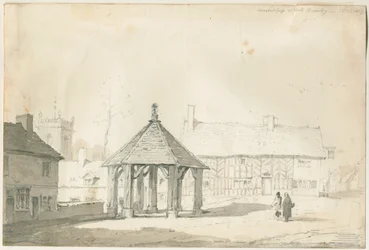 Abbots Bromley Tudor - Croix du marché et maison