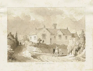 Croxden - Chapelle et école: dessin au lavis sépia, nd [1817-1845]