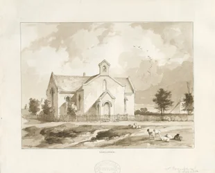 Église de Gentleshaw : dessin sépia