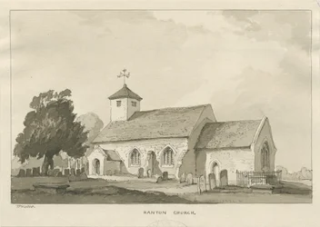 Église de Ranton : dessin à la sépia