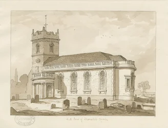 Église de Shareshill (dessin sépia, 1837)