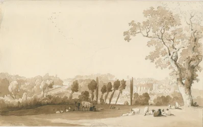 Tettenhall - Vue lointaine du sud-est: dessin au crayon et lavis, 30 août 1837
