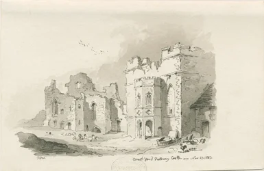 Château de Tutbury - Cour : dessin à la plume et au lavis, 27 nov. 1837