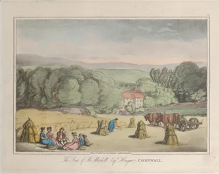 Le siège de M. Mitchell Esq. Hengar, Cornwall, des Esquisses de la nature, 1822