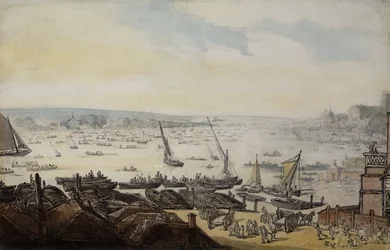 Une régate sur la Tamise en dessous de Westminster