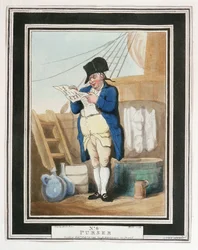 Un capitaine de navire, dans la Royal Navy au XVIIIe siècle, pour atteindre ce rang, un homme devait avoir servi au moins un an comme secrétaire du capitaine, pour écrire le courrier et le journal de bord, le commissaire était en charge des réserves de la 