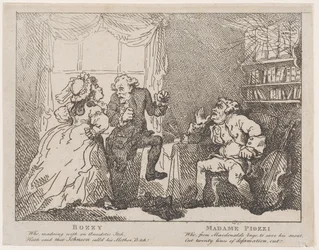 Frontispice de Bozzy et Madame Piozzi, Bozzy et Piozzi par Peter Pindar, 1780-86