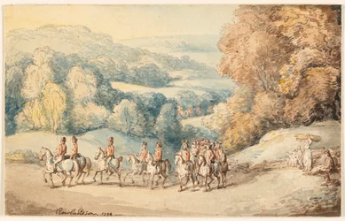 Cavalerie en marche (recto) ; Fragment de croquis de cheval (verso)