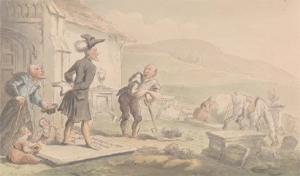 Le Dr Syntax méditant sur les pierres tombales