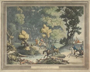 La chasse au renard [série de quatre] :  2.  Cerf acculé. / Scène près de Taplow, dans le Berkshire
