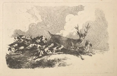 Chiens chassant un cerf, 1784-88