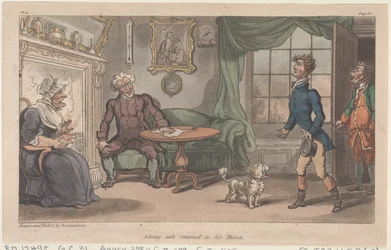Johnny revenu sain et sauf à sa maman, des Aventures militaires de Johnny Newcome, 1815