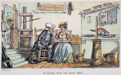 Le docteur avec une servante - dans «Les trois voyages du Dr Syntax: à la recherche du pittoresque, de la consolation et d