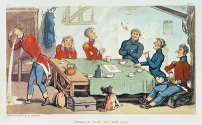Apprendre à fumer et boire du grog. 1815