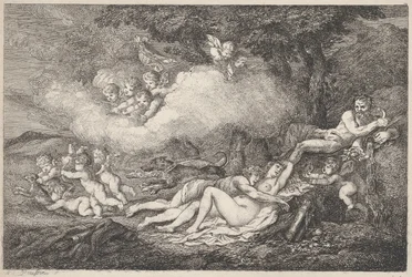 Mars et Vénus endormie avec des putti