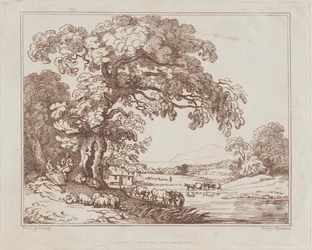 Scène pastorale au bord de la rivière
